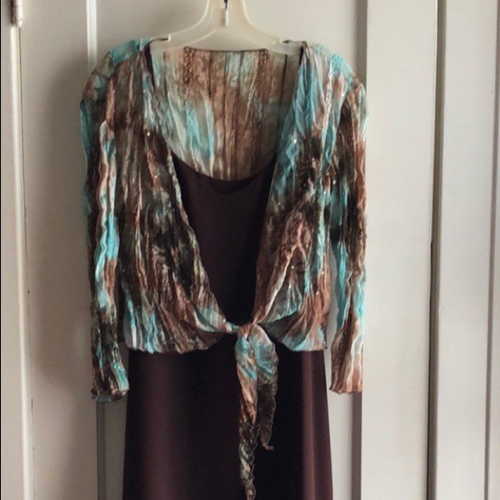 Staples Tank/Shift Dress & Sheer Sequined Jacket